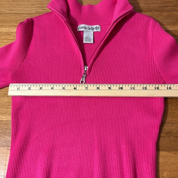 Pink Sweater - Quarter Zip - Long Sleeves - S - Picture 5 of 9